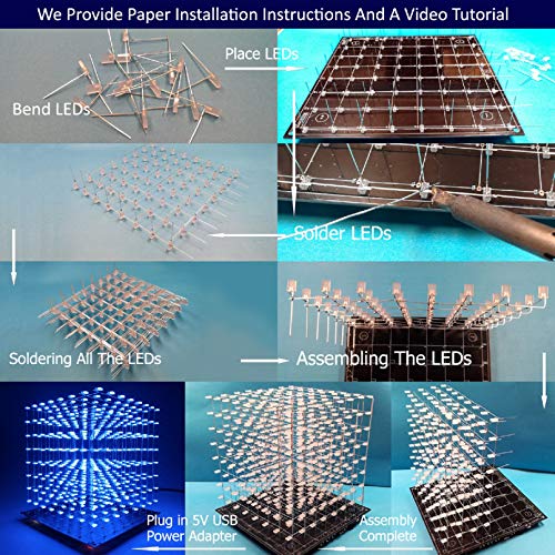 Icubesmart 3D Led Cube Light Diy Kit With 3D Animation Editing Software Squared Led 8X8X8 Electronic Toy For Children And Teenagers Learning Activities Suit(3D8S-Blue) #TOP3