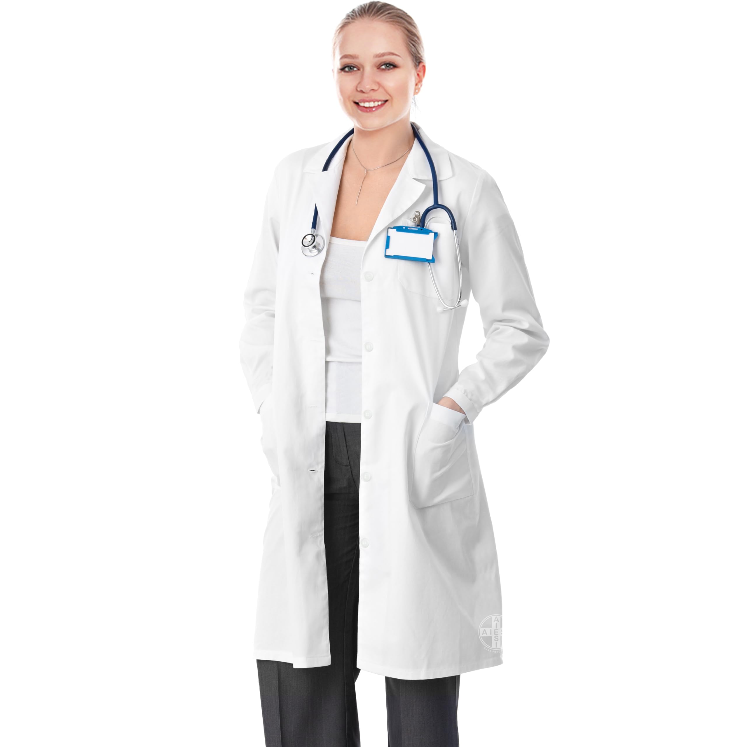 Women's Lab Doctor’s Coat 100% Pre-Shrunk Cotton, Made in Italy (White)