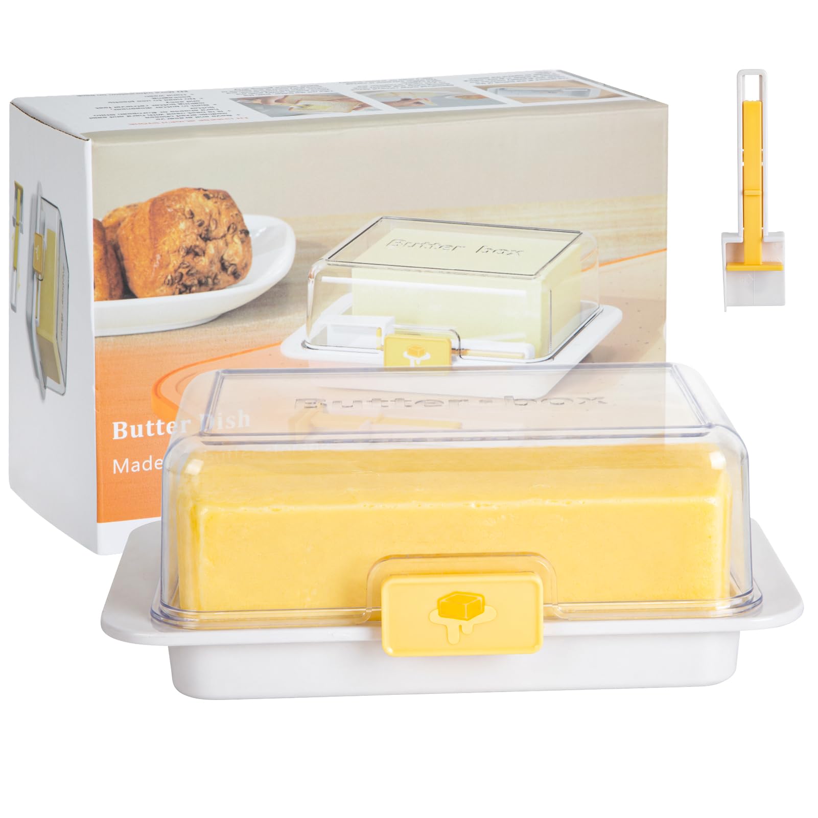Butter Dish for 250g & 500g Butter with Graduated Cutting Spoon
