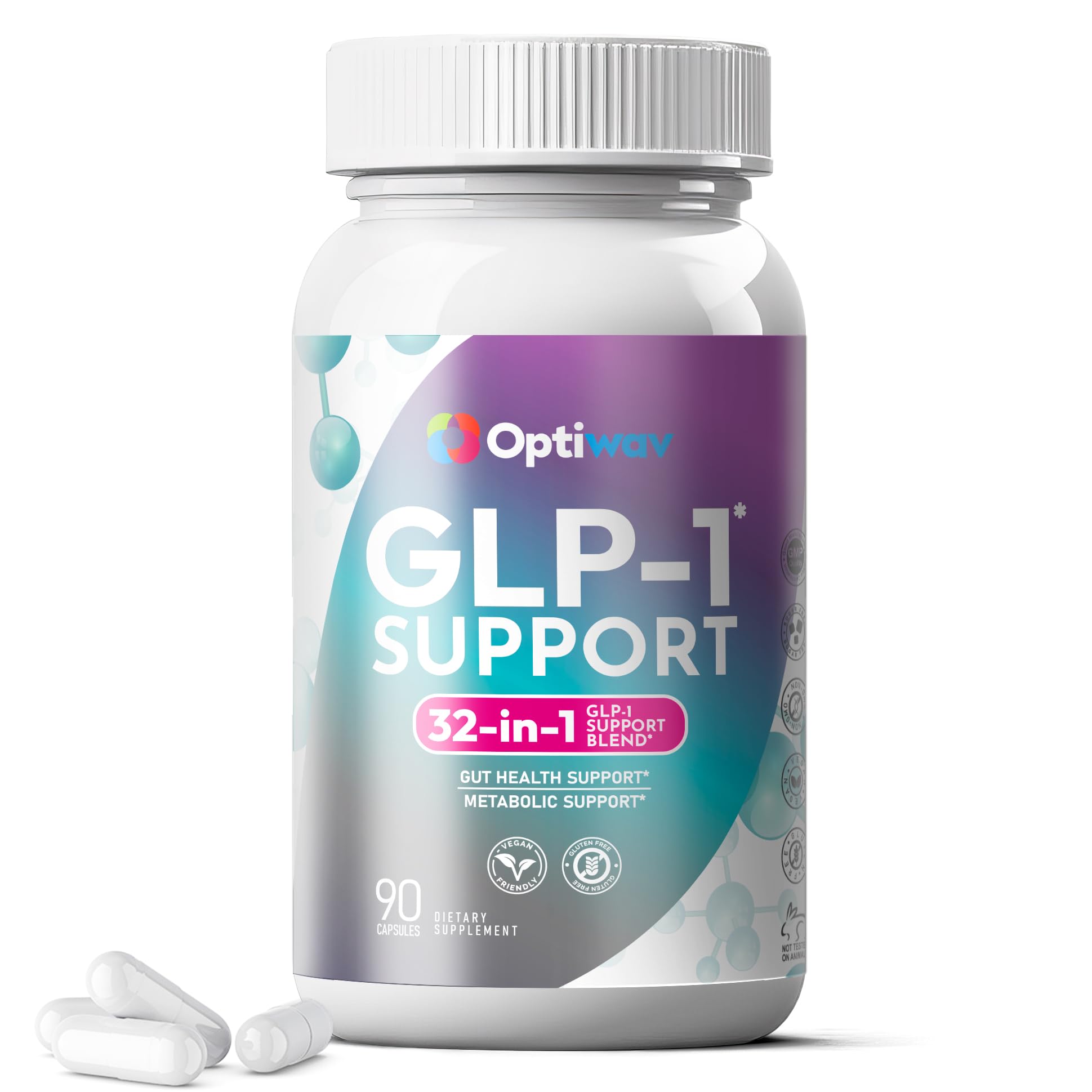 GLP-1 Support Supplement for Weight Loss - 32-in-1 GLP1 Support with Probiotics for Women & Men - Natural Daily Oral Support to Boost Fat Burn Metabolism & Gut Health - Vegan Gluten Free