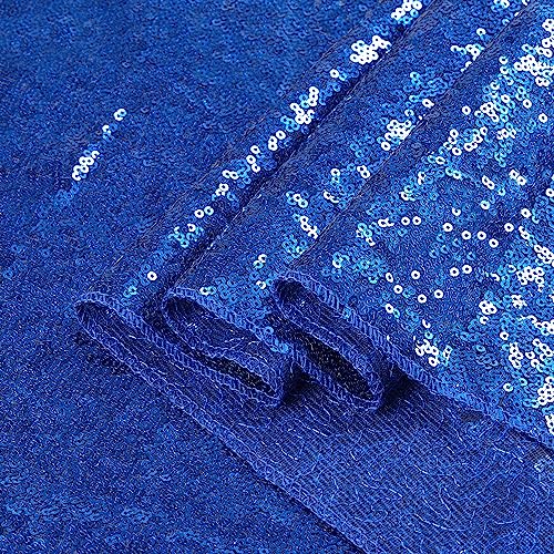 Image of B-COOL Round Sequin Tablecloth Sparkle Party Decorations: 90 Inch Table Cloth Royal Blue Sequin Fabric Overlay for Indoor Outdoor Dining Parties Home