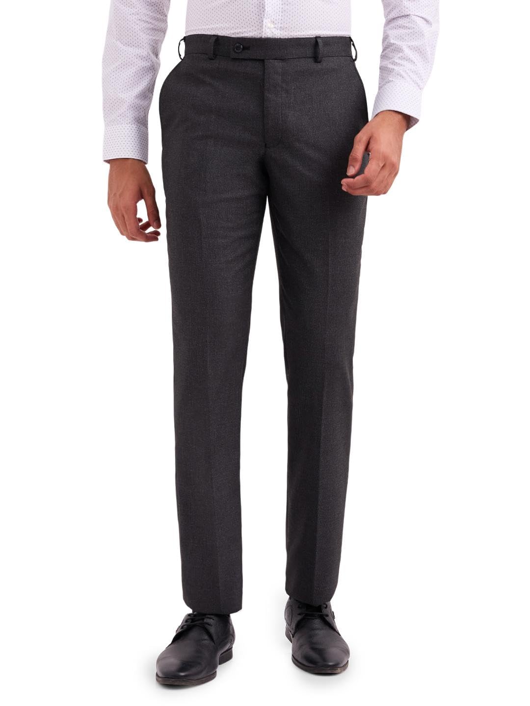 park avenue Men's Polyviscose Blend Pick-A-Pick Pattern Smart Fit Flat Front Formal Trouser-picture-32