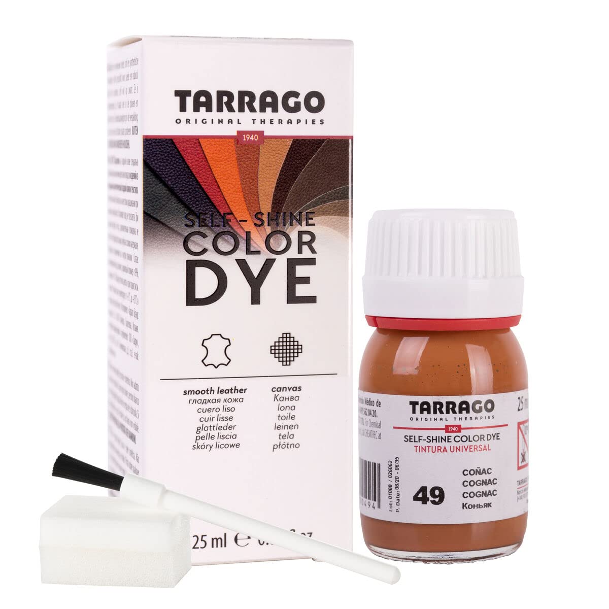 Tinte para Zapatos y Bolsos de Cuero y Textil con Esponja y Brocha | Cubre Rozaduras y Desgastes del Calzado | Gama de 90 colores — view 40