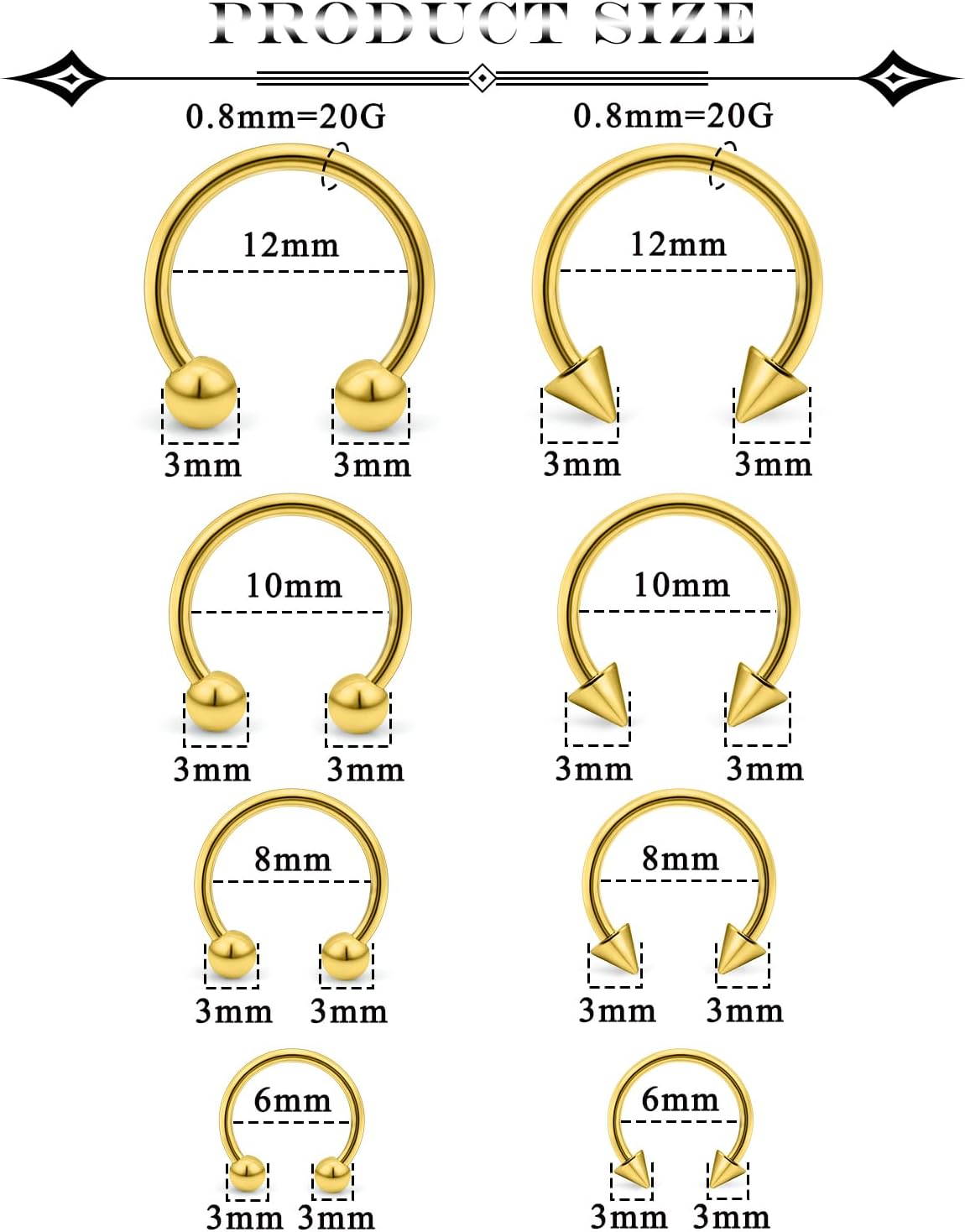 20G Septum Ring Surgical Steel Smiley Piercing Jewelry 20 Gauge Septum Rings Horseshoe Nose Ring 20g Small Horse Shoe Nose Rings for Women - Image 2