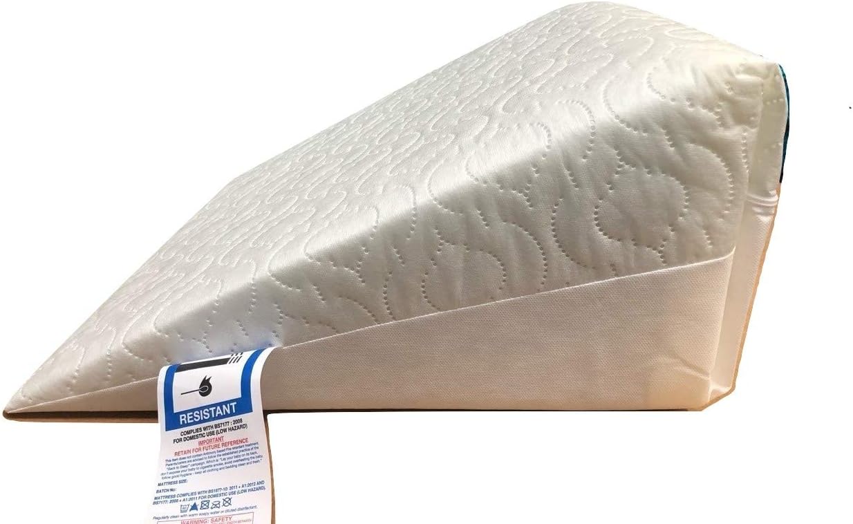 Linens World Multi Purpose Adult Comfort Pain Relief Back Support Foam Bed Elevate Wedge Pillow Cushion Soft White Removable Quilted Cover