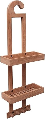 Miniatura 9 de NORDIC STYLE TEAK Carrito de ducha colgante de madera natural con estantes de almacenamiento, resistente al agua, fácil de colocar, madera de teca