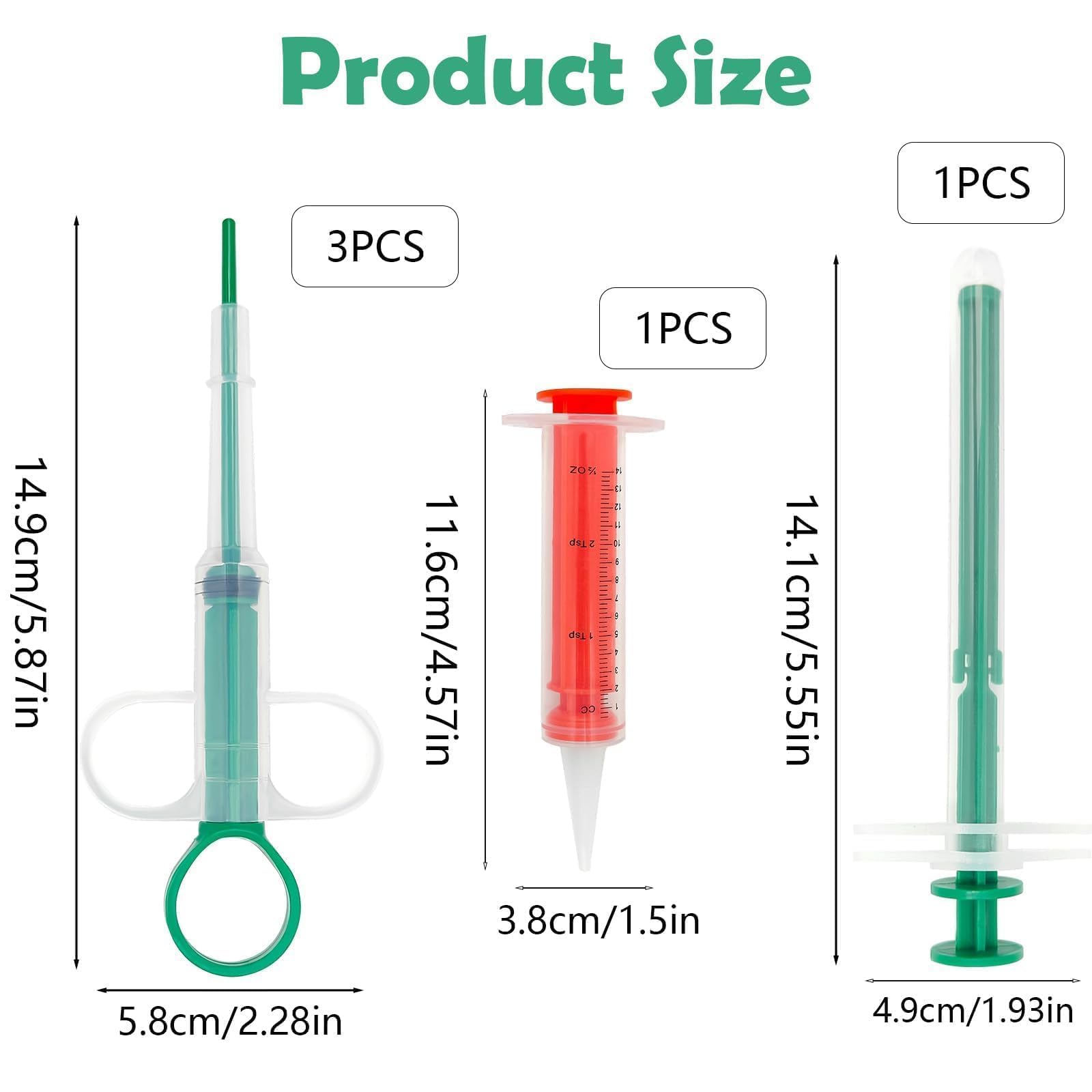 Naturahand 5Pcs Cat Pill Plunger, Green Dog Pill Gun Pet Pill Dispenser Medicine Syringe Puppy Tablet Feeder Liquid Medical Feeding Tool for Small Animals