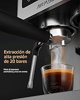 Vista 5 de Máquinas de espresso AIRMSEN con molinillo de muelas, 20 bares, varita espumadora de leche y vaporizador, cafetera de acero inoxidable para casa