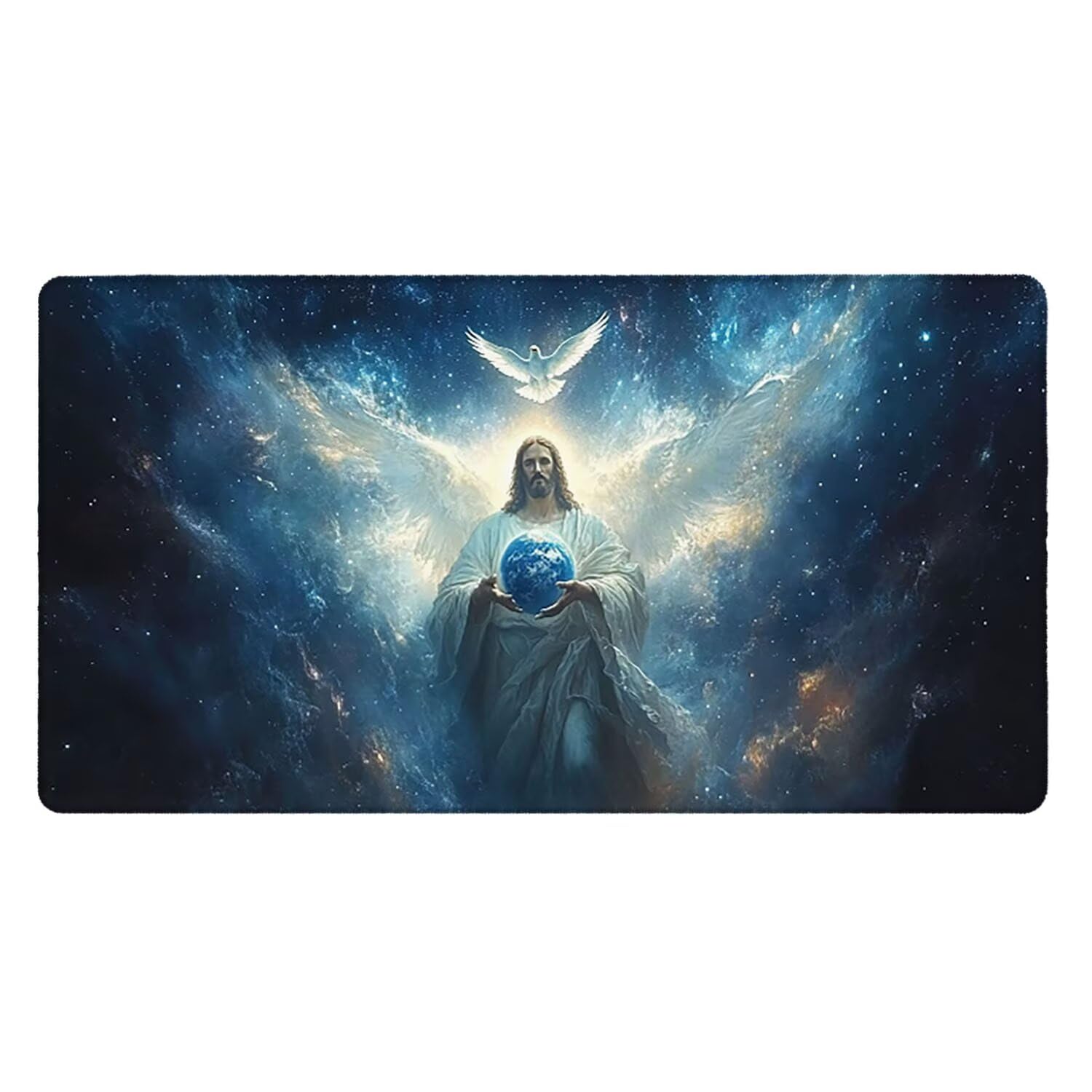 Tapis de Souris Gaming XXL (1200x600mm) - Grand Tapis Bureau Antidérapant Étanche Bords Cousus Caoutchouc Naturel pour Gamer PC Portable Bureau - Précision Vitesse Confort Jésus la Terre G-912