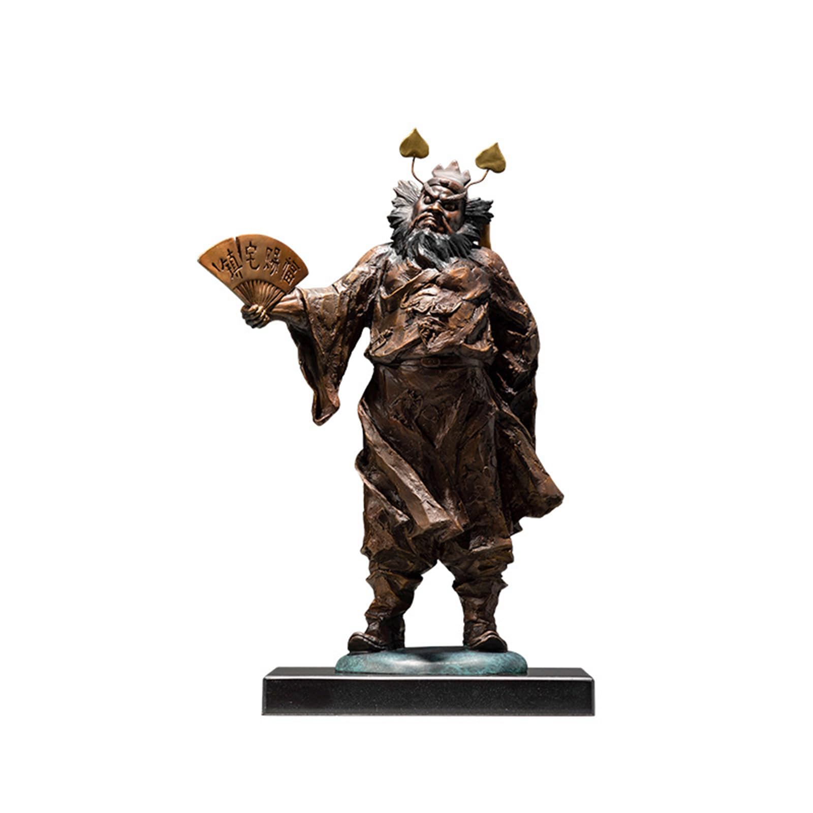 Hhhxkkuu Handcrafted Brass Zhong Kui Statue Exorcist Copper Sculpture