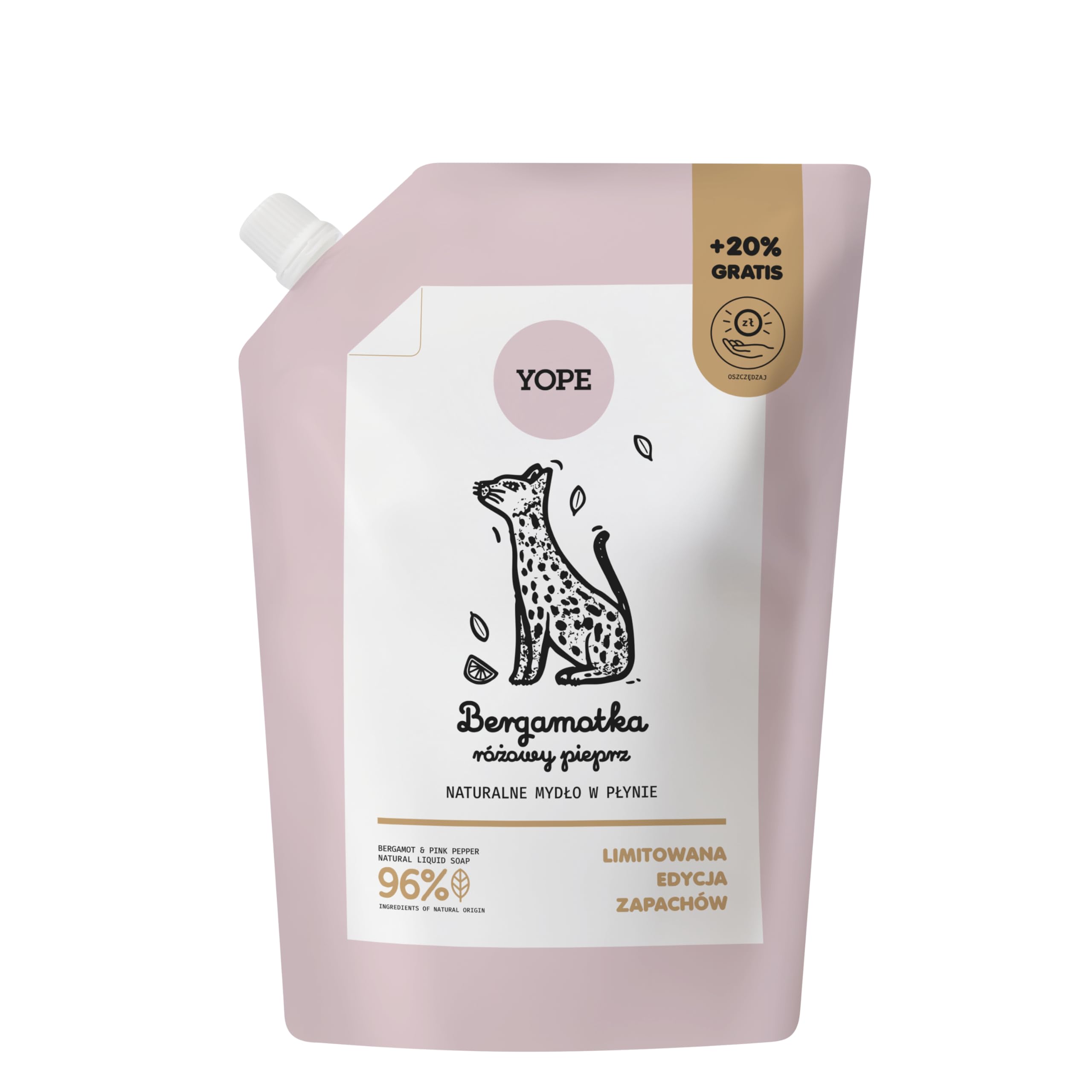 Yope Refill Hand Wash Soap Moisturizing Allantoin Scent Bergamot & Pink Pepper 600 ml