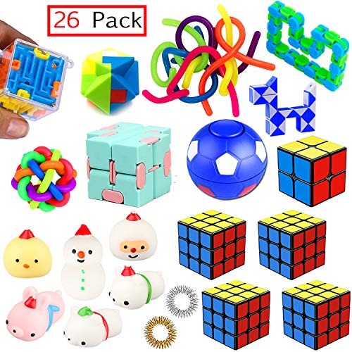PP PHIMOTA Sensory Toys Set 26 Pack, Stress Relief Fidget Hand Toys