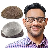 Vista 13 de Lordhair Sistema de cabello para hombres con cabello humano 8x10 pulgadas postizo para hombres 0.002 in piel súper fina sistema de cabello