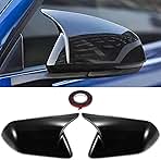 1 Pair Car Side Mirror Cover Caps Gloss Black for 2015-2024 Ford Mustang GT/Ecoboost/Shelby Accessories Rear Exterior Mods Tuning Parts - Without Mirror Turn Signal Cutout