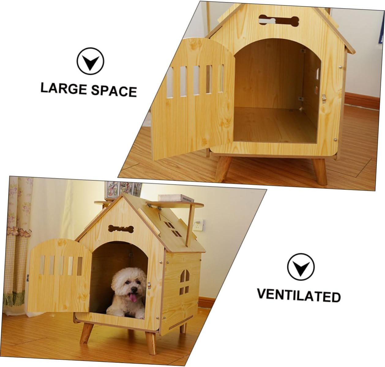 Wooden Dog House Outdoor Kennel Medium Size Log Cabin Style Pet Shelter Garden Dog Nest for Indoor and Outdoor Use