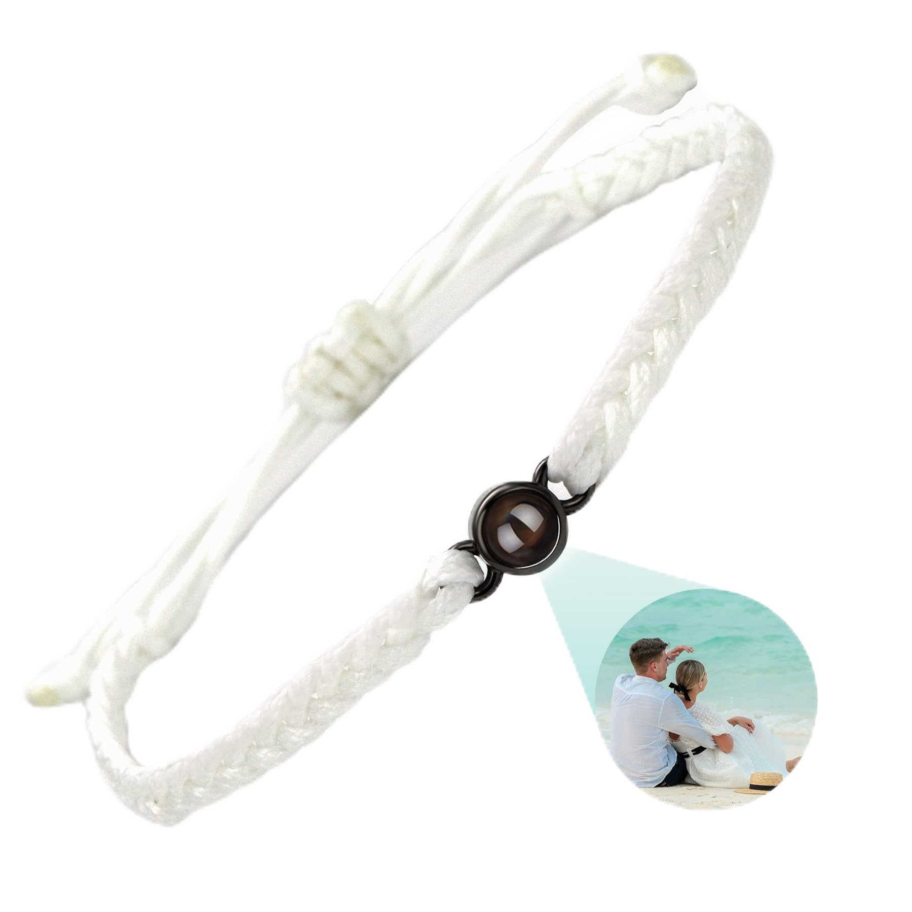 SUPHELPU Custom Bracelets with Picture Inside, Personalized Photo Bracelet Projection, Personalized Gifts for Men Memorial, Men's ID Bracelets