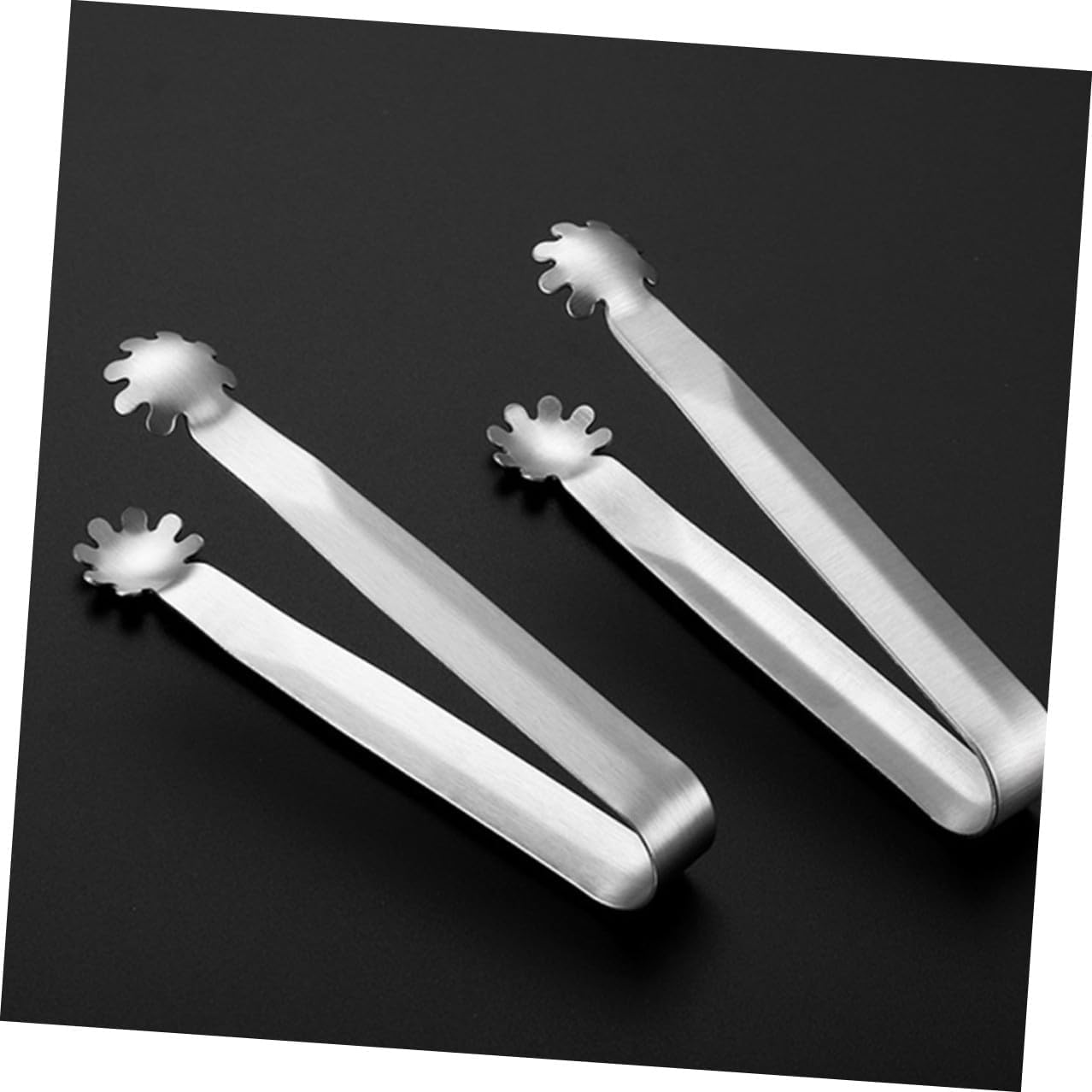 SHINEOFI 4Pcs Stainless Steel Mini Food Tongs for Ice Cubes Sugar Cubes Coffee Tea Parties Mirror Polished Serving Clips for Weddings Family Gatherings
