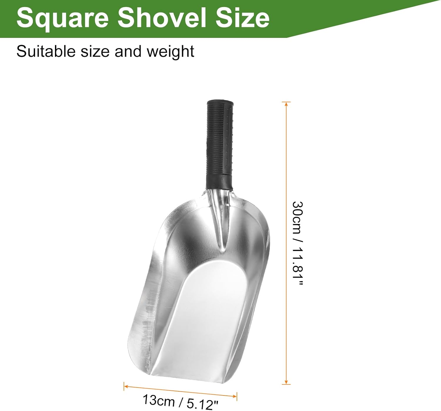HARFINGTON Garden Hand Shovel 11.8" x 5.1" Stainless Steel Square Shovel Hand Trowel Gardening Tools for Transplanting Weeding Digging Planting image 2