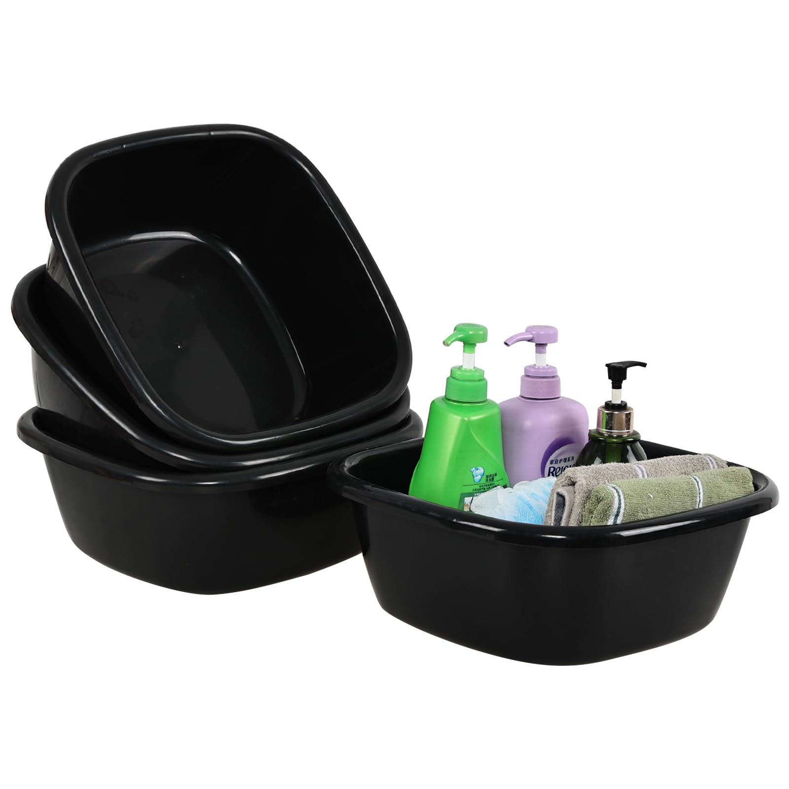 Bassine à vaisselle carrée 12 l noire en plastique haute résistance
