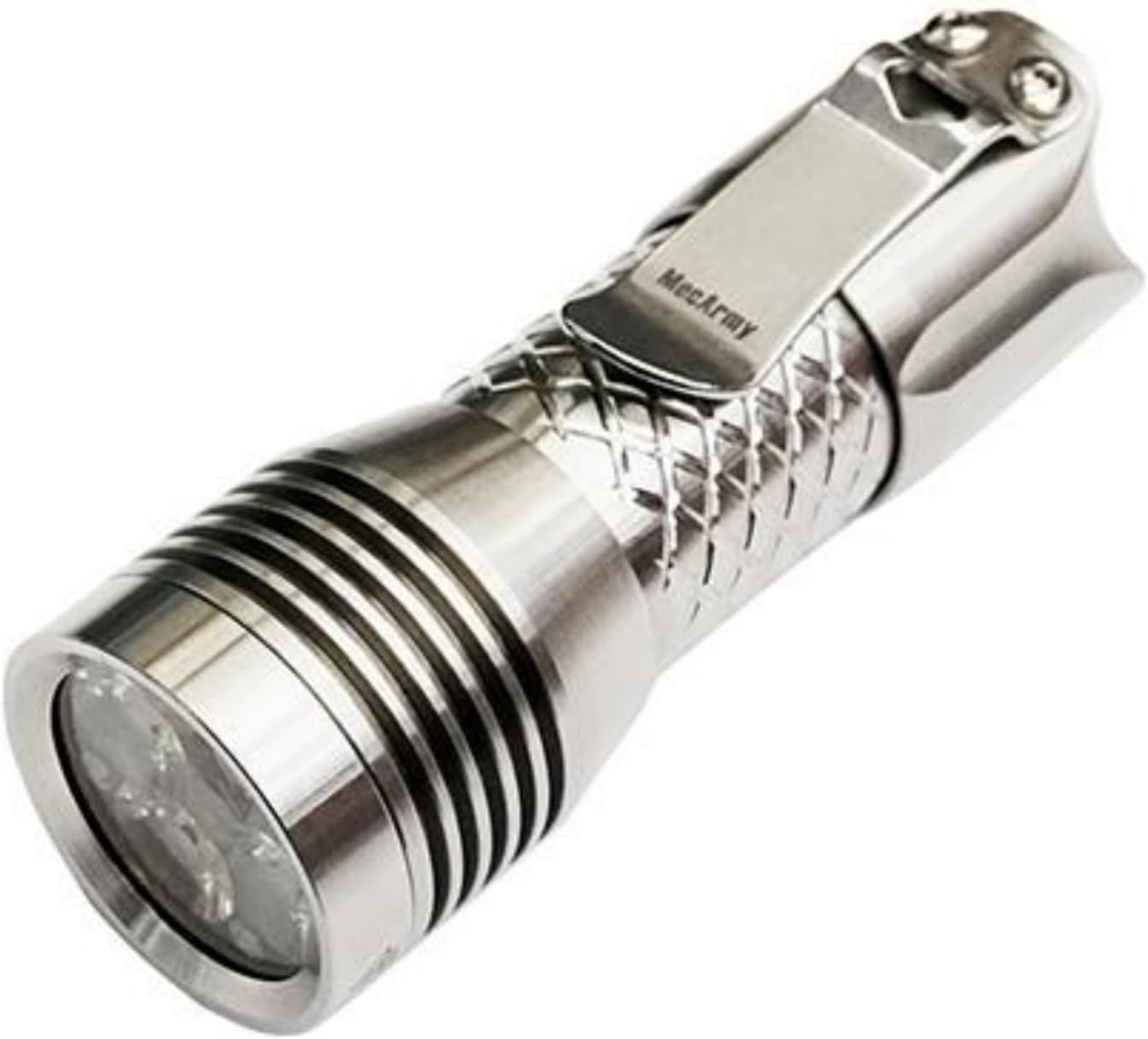 PS16 Stainless Steel Ultra Bright Flashlight, 2000 Lumens with 4 XP-G2 LEDs Super Long Lasting USB Rechargeable Handheld EDC Compact Flashlight for Everyday Carry (Polished)