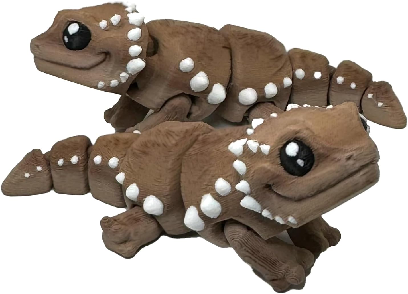 Articulated Baby Bearded Dragon Fidget Toy - 2 Pack | Educational, Realistic, High-Quality 3D Printed Model | Perfect for Kids & Adults, Unique Gift Idea | Pet Bearded Dragon Toy (Brown)