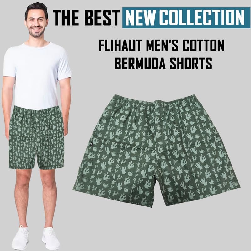 Image of Men's Cotton Shorts Waistband, Zip Fly, 1 Zip Pocket, Back Pockets (Pack of 2)