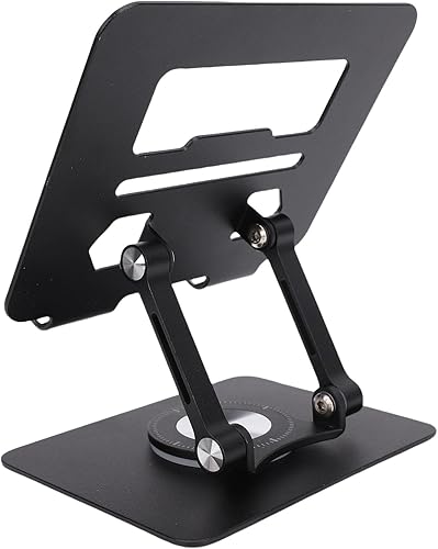 Miniatura 5 de Goshyda Soporte para tableta, soporte de escritorio de aluminio giratorio 360, soporte de escritorio ajustable y plegable, universal para tabletas