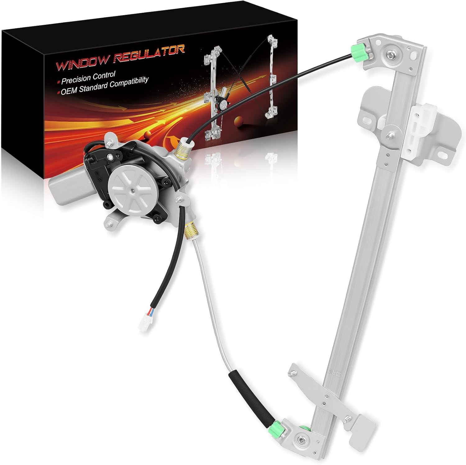 Front Left Driver Power Window Regulator with Motor for:-Mazda Protege 1999 2000 2001 2002 2003, Protege5 2002 2003, 4 Door Sedan, 2 Pins Connector Replace OE# B25E-59-590D 741-740