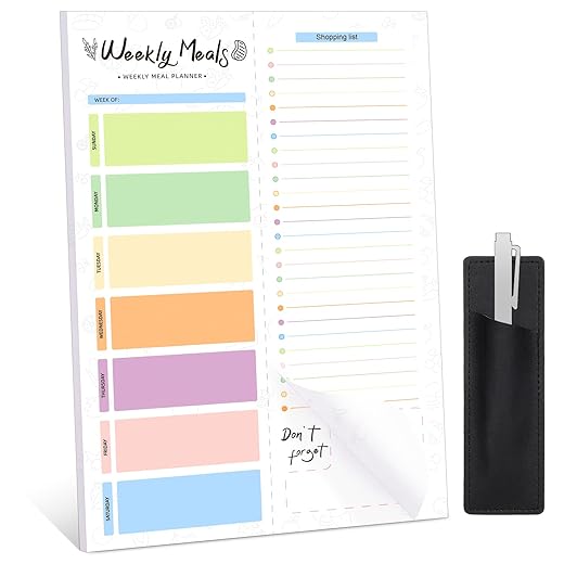 60 Sheets Meal Planner for fridge, Magnetic Meal Planner and Grocery List Undated Weekly Meal Planner with Tear off Shopping List for Meal Planning and Convenient Shopping, 7x10'' Fruit Design