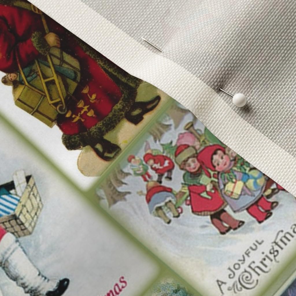 Spoonflower Fabric - Multicolor Christmas Santa December Claus Old Fashioned Cards Merry Printed on Upholstery Velvet Fabric Fat Quarter - Upholstery Home Decor Bottomweight Apparel