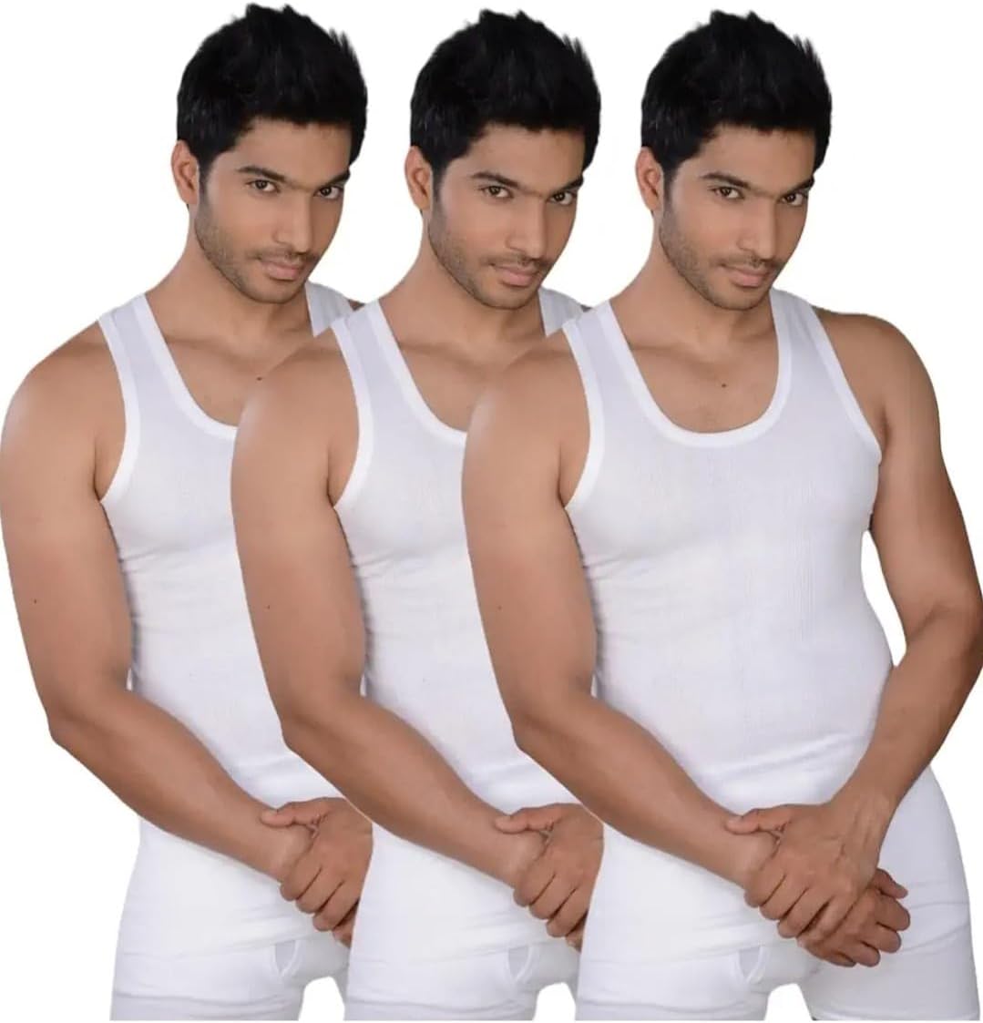 GenericViking Men's Cotton Vest White (Pack of 3)