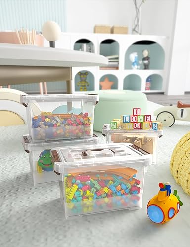 Miniatura 7 de WYT Paquete de 6 contenedores de almacenamiento de plástico transparente de 17 cuartos con tapa y hebillas de cierre, caja organizadora apilable con