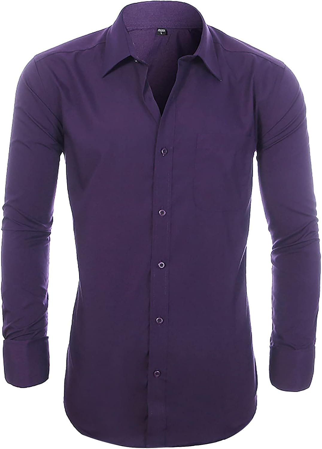 Ymosrh Men's Long Sleeve Shirts Spring and Autumn Business Solid Casual Lapel Shirt Shirts, XXL-6XL