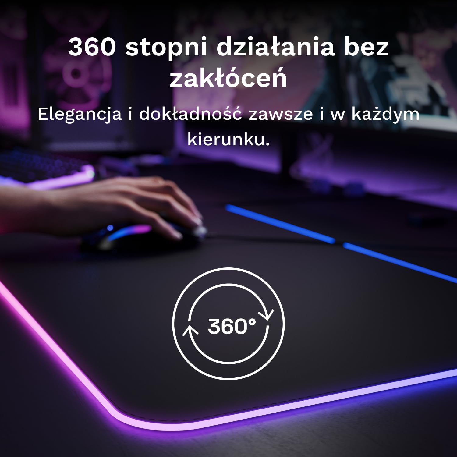 Glorious Gaming GMP 2 GLED Large Extended – podkładka pod mysz z dwustrefowym podświetleniem RGB, bezszwową krawędzią InfiniGlow, powierzchnią premium i gumowym spodem 915mm x 280mm x 3mm