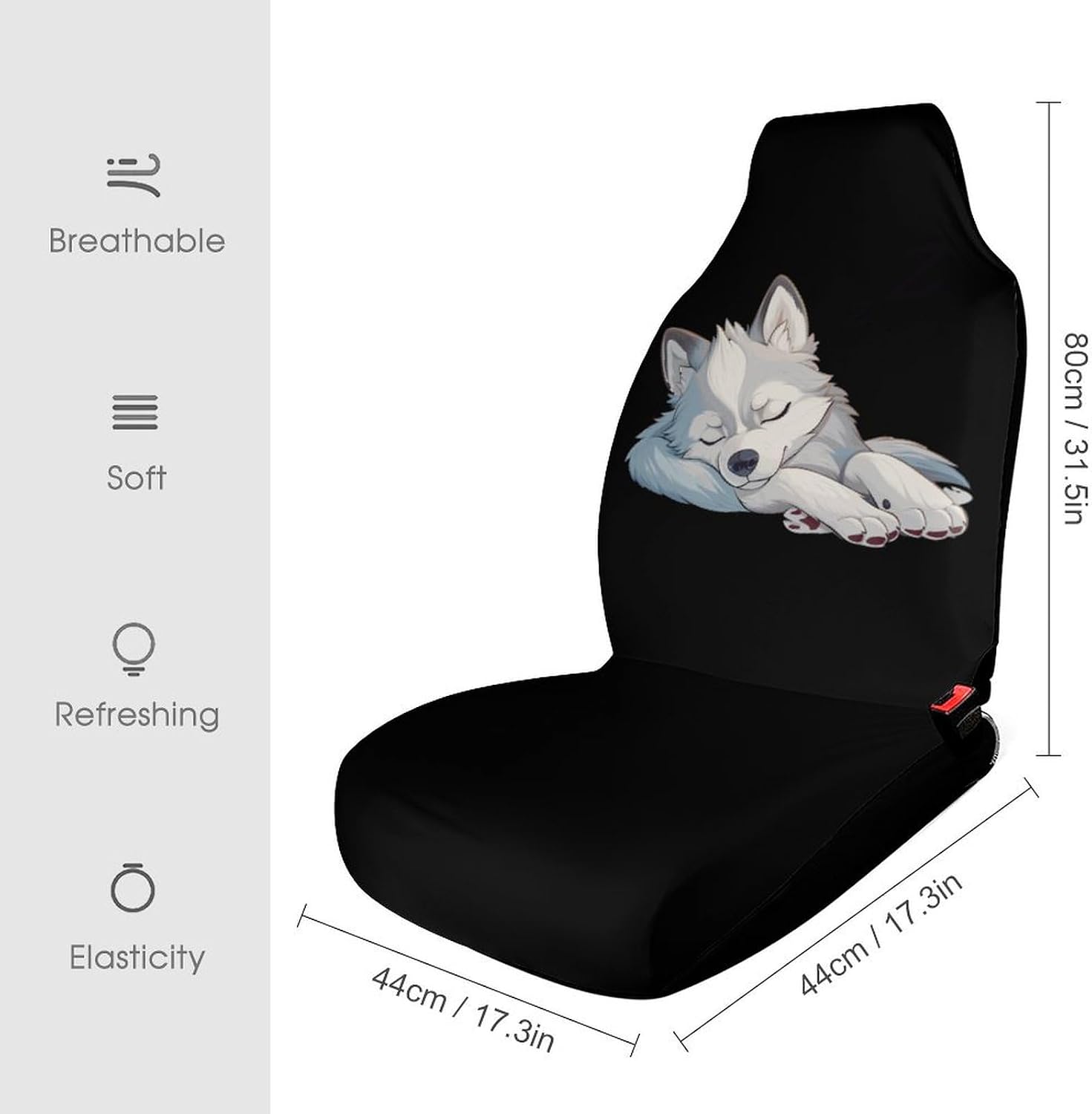 Sleeping Husky Dog Funny Car Seat Covers Automotive Seat Covers Car Seat Protector Auto Front Seats Protector for Most Cars 1PCS