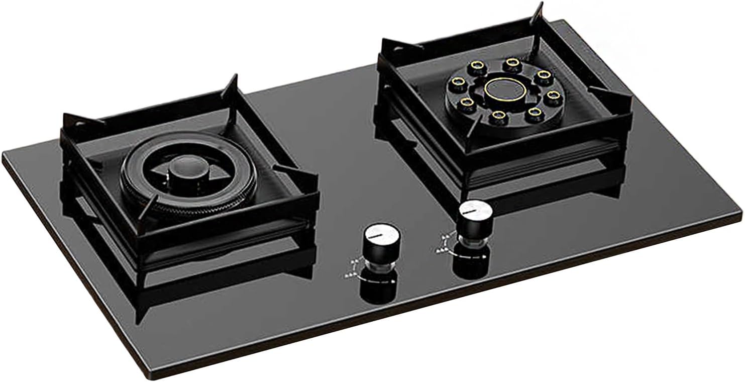 Gas Cooker,5.2kW High-Burst Energy-Saving Stove,Dual-Burner Countertop/Built-In,for Family Restaurants Food Stalls(LPG)