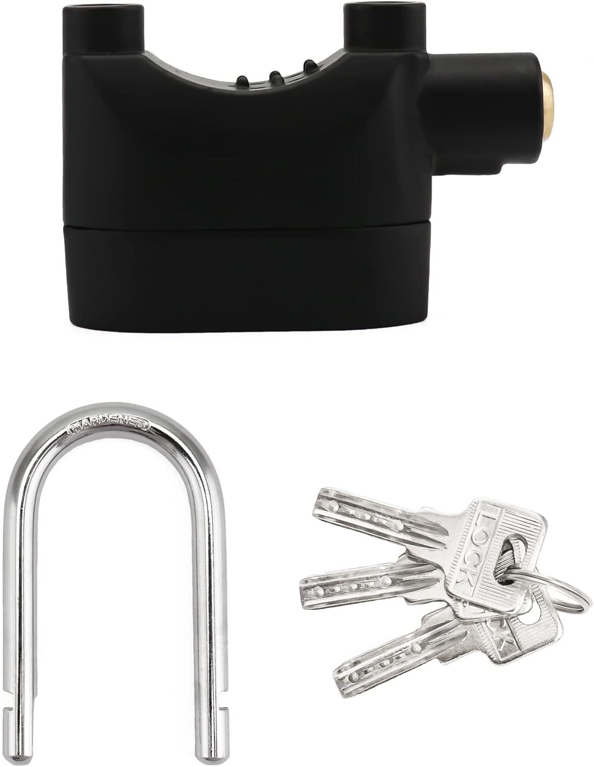 QWORK Alarm Lock, 110 dB Anti-Theft Security Padlock, 2 Pack Door Motorcycle Bicycle Padlock, Universal Security Siren Alarm Lock with 3 Keys (Black) image 5 of 8 B0BCYPKP2Q