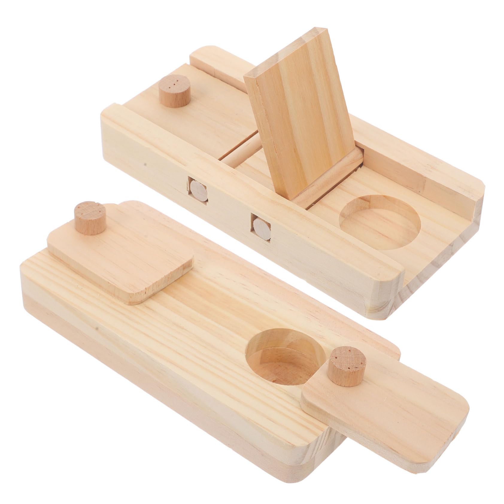 BESPORTBLE 8piezas Caja De Madera para Hámster Juguete De Alimentación y para Pequeñas Comedero Multifuncional para y Conejos Material Natural y