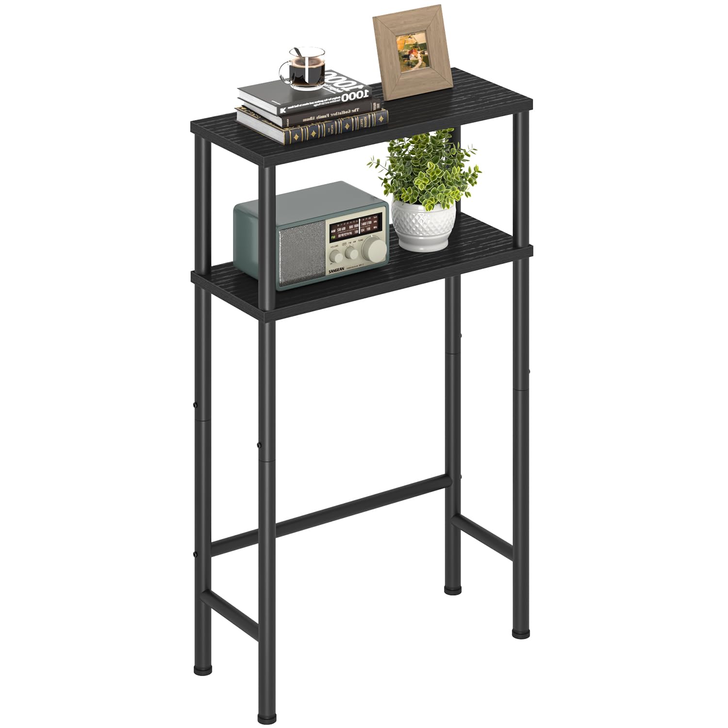 Photo 1 of Asgolion Narrow Console Table, 15.7" Small Entryway Table, 2-Tier Sofa Table with Storage, Skinny Console Tables for Entryway, Hallway, Bedroom, Living Room, Foyer, Black