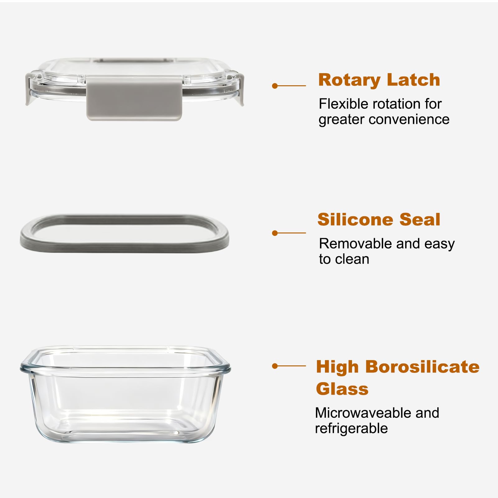 Set 24 Contenitori Vetro per Alimenti (12 contenitori 12 coperchi)- Meal Prep Contenitoris con Coperchio - Contenitori per Frigorifero