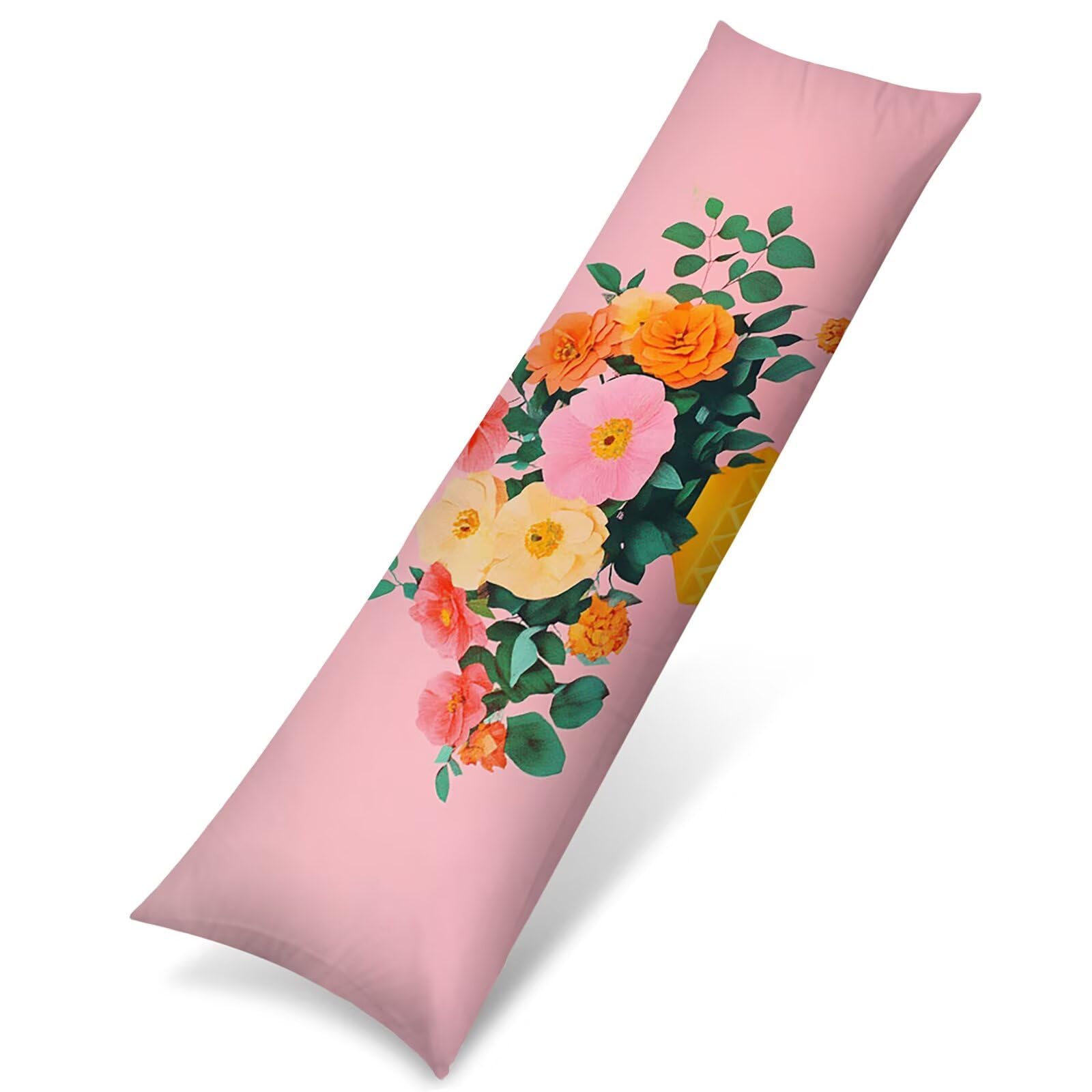 Federe Cuscini Divano Lungo 60 x 160 cm in Velluto Morbido, Rosa Cuscini per Divano con Cerniera a Scomparsa, Decorativo Federa per Cuscino Grande per Soggiorno Camera da Letto, Fiori 1 Pezzo f0-426