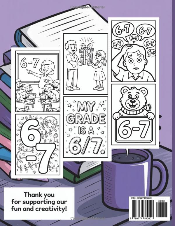 Viral Six Seven School Memes Coloring Book: 50 Hilarious Pages of 6-7 Drama, Fails & Laughs!: The Ultimate Meme Inspired Coloring Adventure for Kids Who Love School Shenanigans, Bad Grades & Bear Hugs image 3