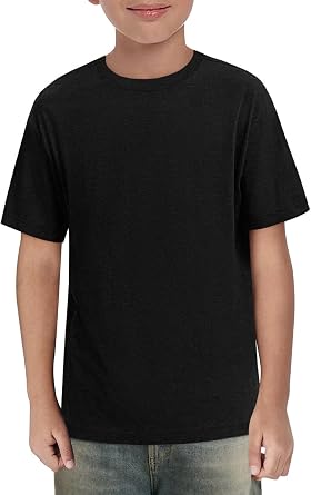 ZDC Boys Short Sleeve Shirts Kids Summer Crewneck Tops Loose Fit Basic Tees