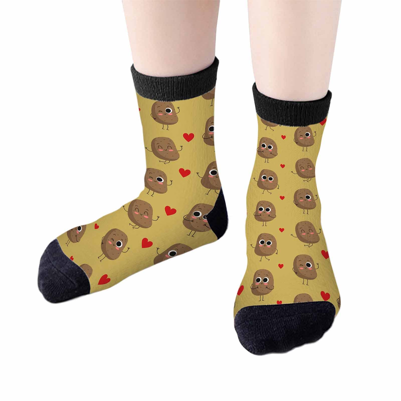 Red Striped Crew Socks for Woman Size 6-8 Christmas Tree Moose Snowflake Dots Lines Girls Socks