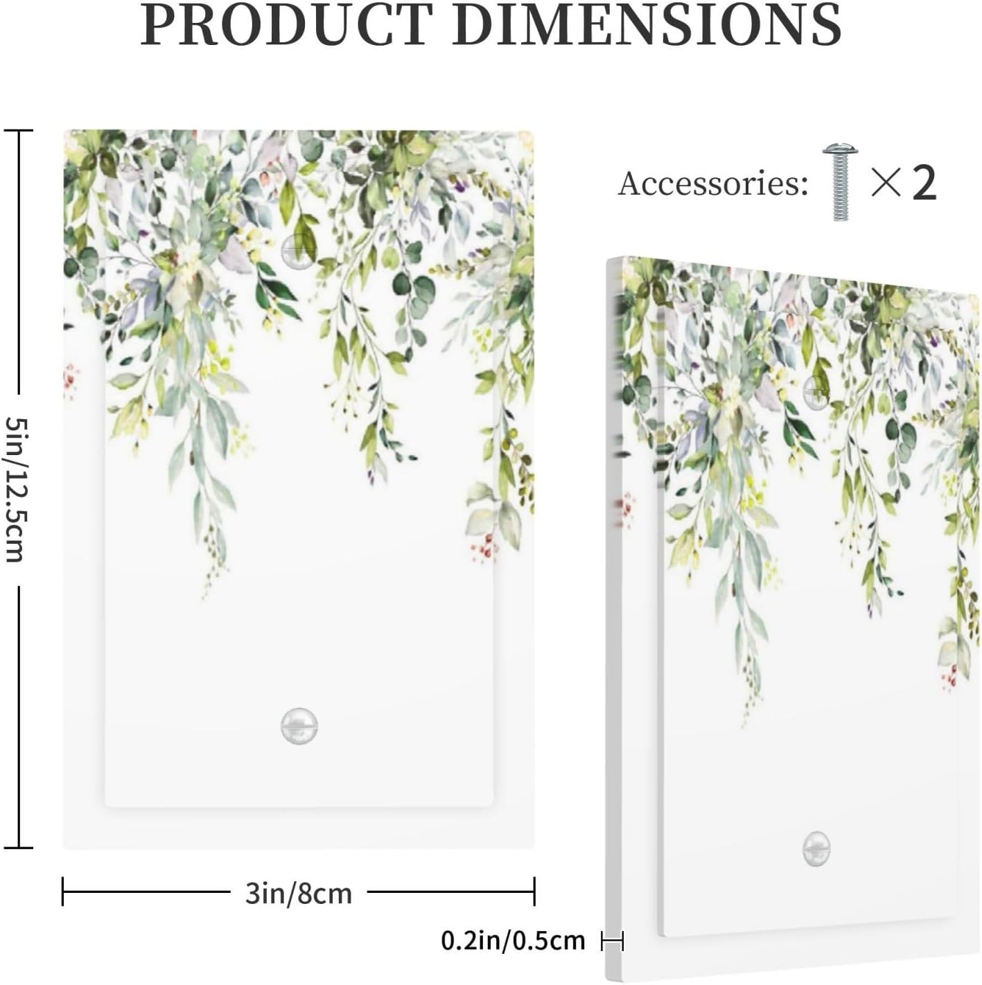 Light Switch Cover Plate Green Eucalyptus Leaves Floral Wildflower 1 Gang No Device Blank Electrical Wall Plates Faceplate Decorative Switch Plate For Bed Room Living Room Decor