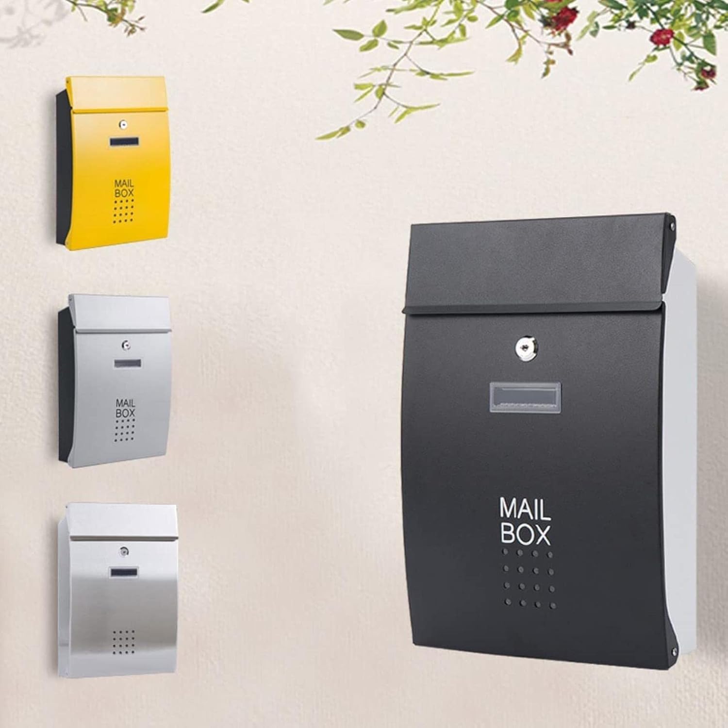 Wall-Mount Mailboxes Mailboxes for Outside Locking Vertical Dropbox Mailbox Galvanized Steel Large Mailbox