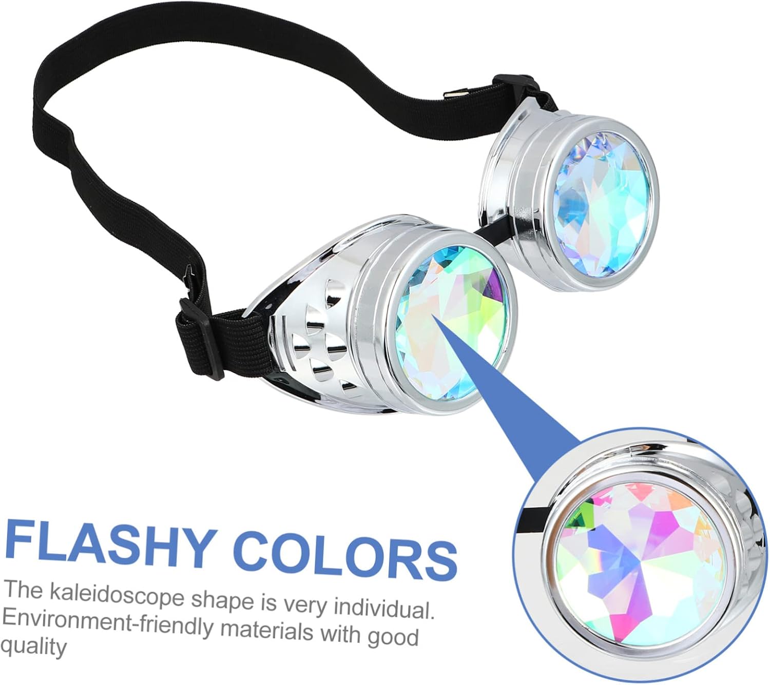 VALICLUD Kaleidoscope Glasses Goggles Kaleidoscope Lens Glasses Silver Frame