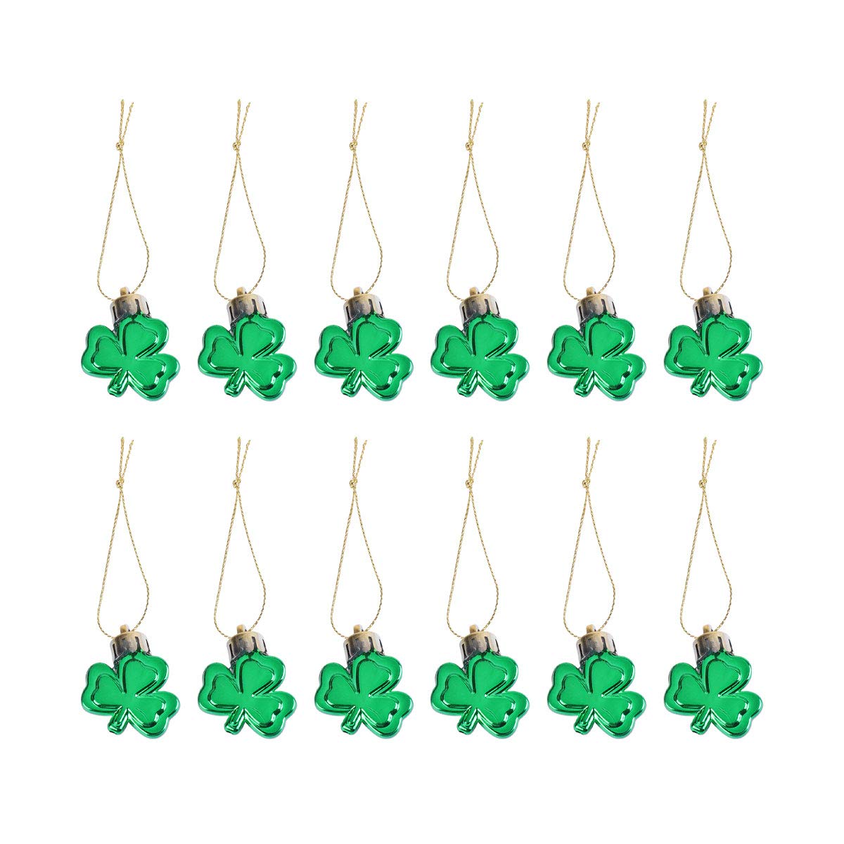 12pcs Four Leaf Shamrocks Ornaments Patricks Day Party Favor Shamrock Ornament Hanging Bauble Wreath Decor St Patricks Day Hanging Decorations Ireland Ornament Charm Door