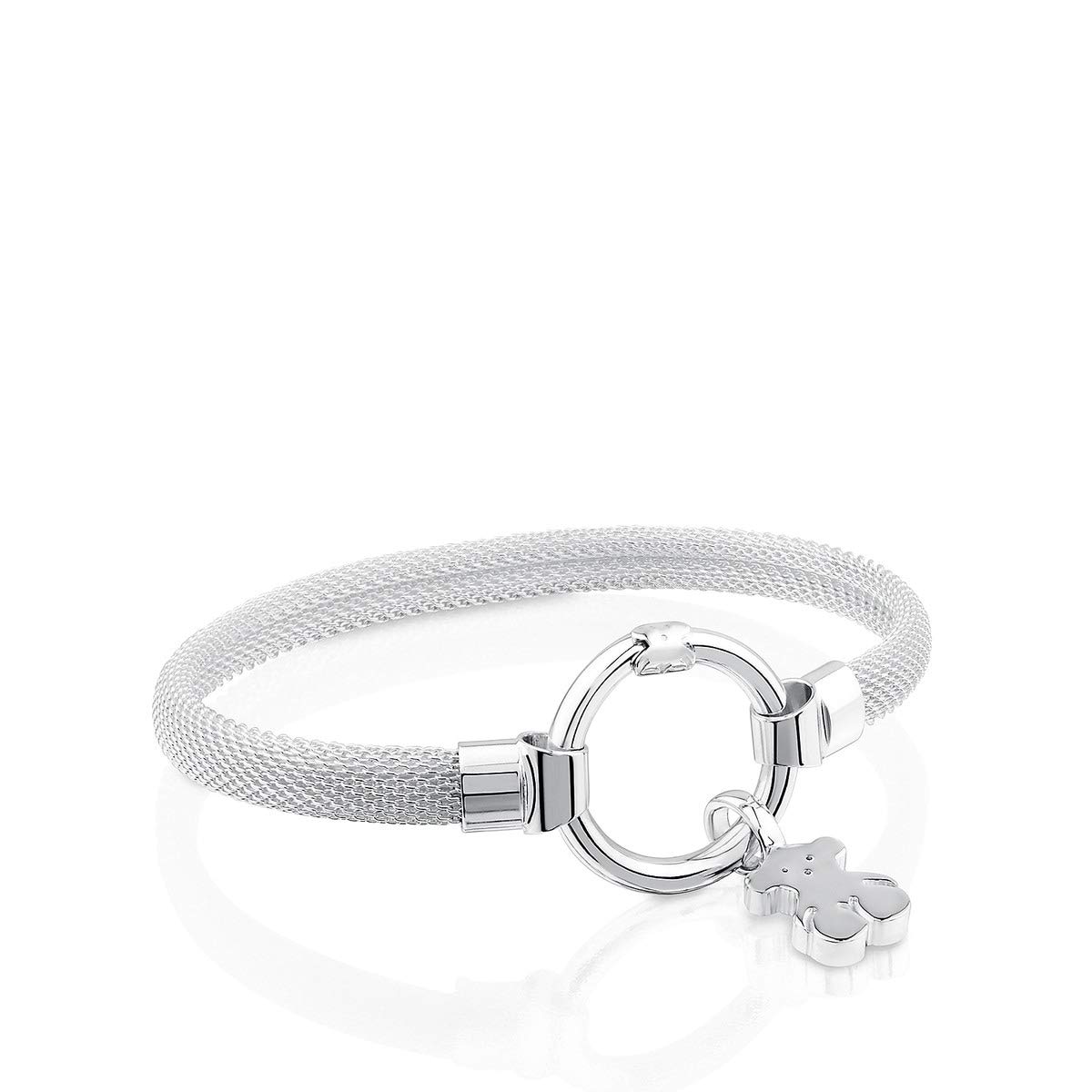 TOUS Pulsera de Plata de Primera Ley para Mujer con Anilla, 15 cm de Largo, Elegante y Personalizable, Colección Hold