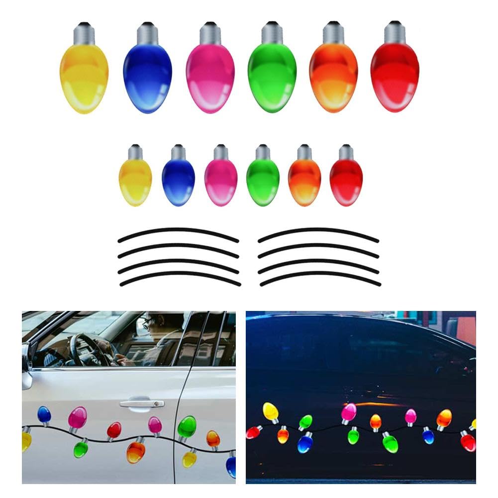 STOBAZA Magnetische Weihnachts-Autodekoration - Reflektierende Lichter-Aufkleber Für Auto & Mehr